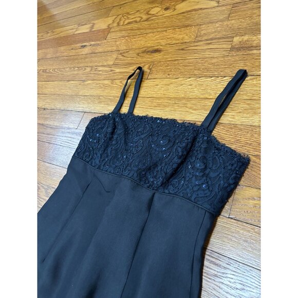 Talbots Womens Cocktail Party Dress Sz 6p Petite Black Silk Cotton Sequined Lace - Picture 4 of 9